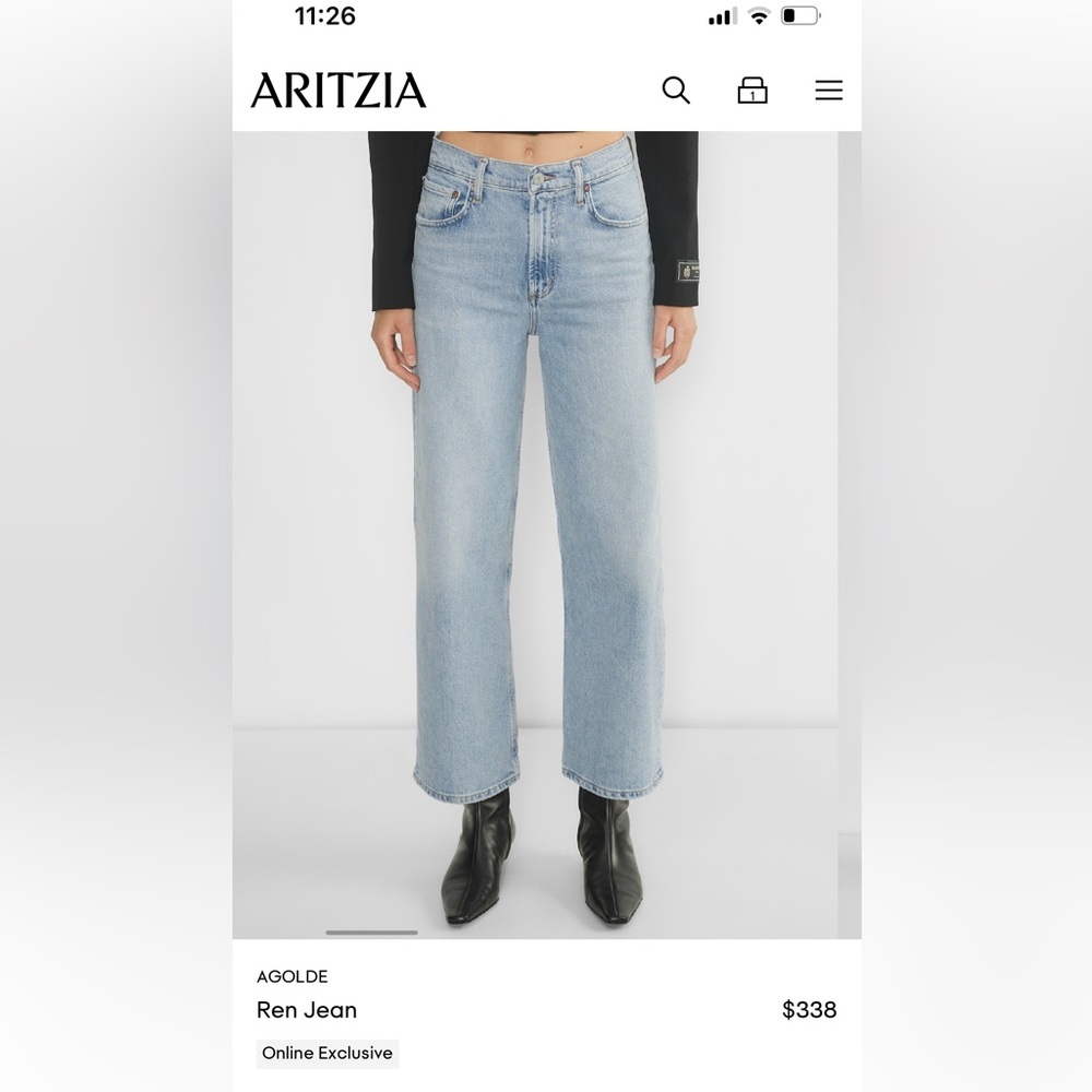 BNWT AGOLDE Ren Jean, size 23, “groove”